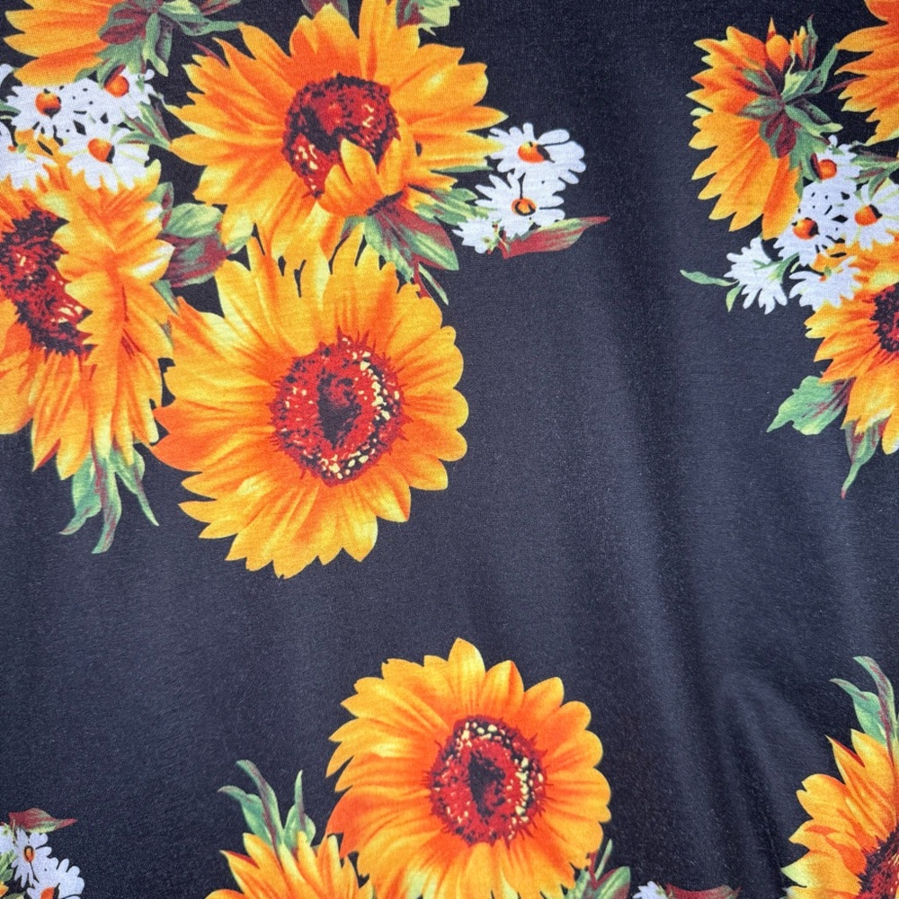 Boutique Sunflowers on Black Background T-shirt Dress | Size Small - Picture 2 of 6